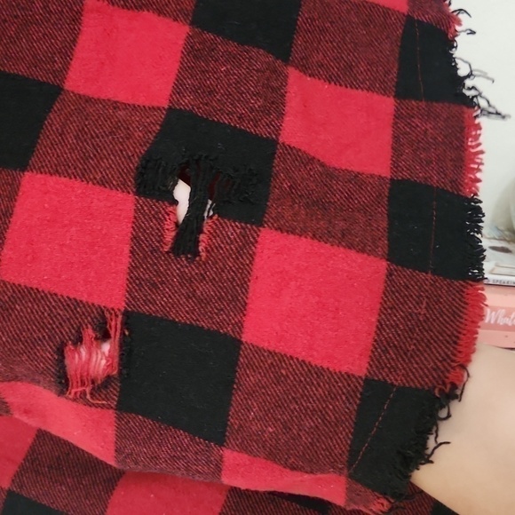 House of Chic Crop Shacket Retro Rockabilly Gingham Distressed Goth Flannel - Picture 9 of 10